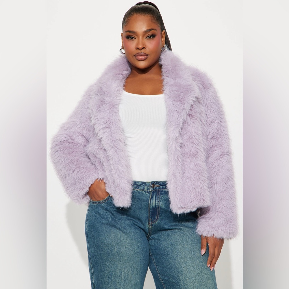 NWT Plush Faux Fur Jacket in Lavender - Women's Cozy Coat 2X - Picture 2 of 9